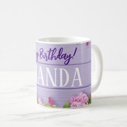 ハッピーバースデーその他のお祝い（名前あり） コーヒーマグカップ (正面右)
