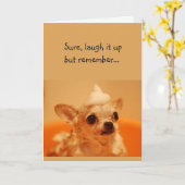 ハッピーバースデーそれを笑っておもしろい犬の挨拶 カード (黄色い花)