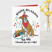 ハッピーバースデーでレッドバンダナにいるボクサー カード (黄色い花)