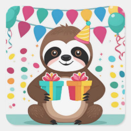 ハッピーバースデーで最高のナマケモノへ！ スクエアシール