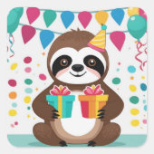 ハッピーバースデーで最高のナマケモノへ！ スクエアシール (正面)