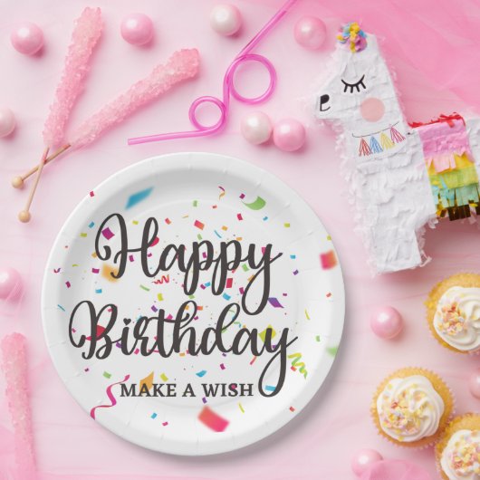 ハッピーバースデーで願いを叶えカラフルる ペーパープレート (パーティー)
