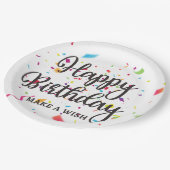 ハッピーバースデーで願いを叶えカラフルる ペーパープレート (アングル)