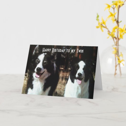 ハッピーバースデーとおもしろいの双子 カード (黄色い花)