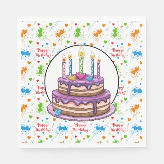 ハッピーバースデーとさくらんぼを上 スタンダードランチョンナプキン (正面)
