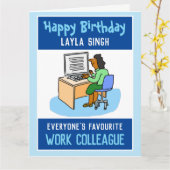 ハッピーバースデーとアジアの同僚 カード (黄色い花)