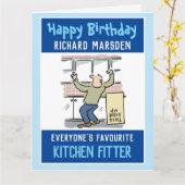 ハッピーバースデーとキッチンフィッター カード (黄色い花)