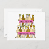 ハッピーバースデーとクイーンお気に入りのゲイユーモア ポストカード (正面/裏面)