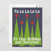 ハッピーバースデーとクリスマスのはがき ポストカード (正面/裏面)