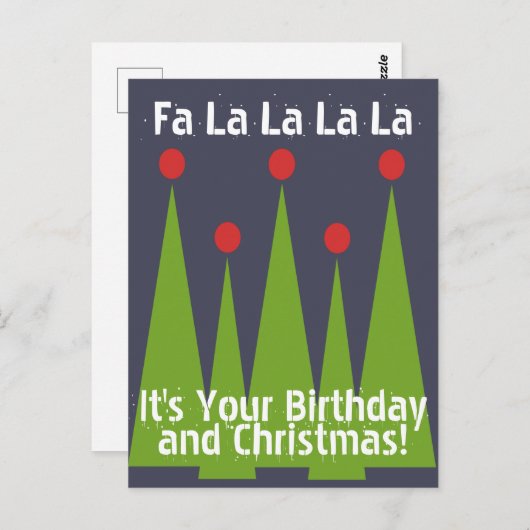 ハッピーバースデーとクリスマスのはがき ポストカード (正面/裏面)