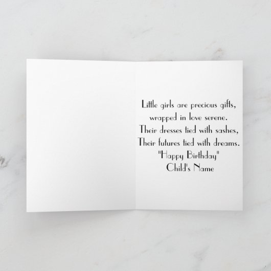 ハッピーバースデーとスイートリットガールグリーティングカード カード (内部)