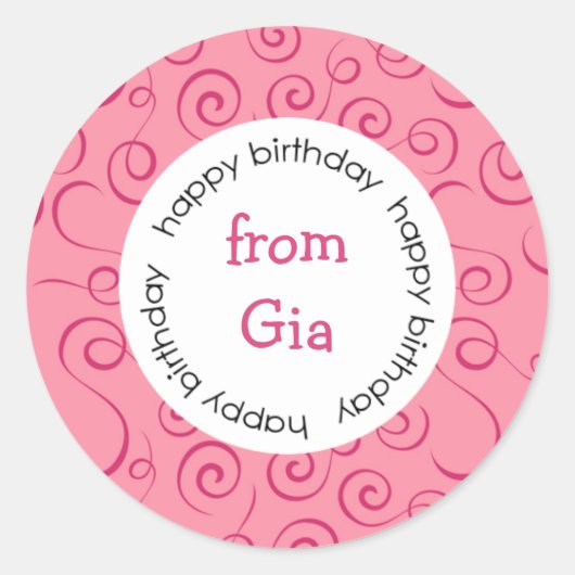 ハッピーバースデーとステッカー ラウンドシール (正面)