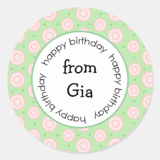 ハッピーバースデーとステッカー(#LABL028) ラウンドシール (正面)