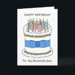 ハッピーバースデーとソお気に入りのン カード<br><div class="desc">大きなお誕生日ケーキは火のついたキャンドルに覆われ、文字「私の息子へのハッピーバースデー」を伴お気に入りのう。</div>