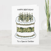 ハッピーバースデーとソルジャーケーキとキャンドル カード (正面)