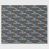 ハッピーバースデーとネオンカクテル ラッピングペーパー (フラット)