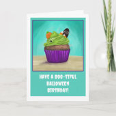 ハッピーバースデーとハロウィーンカップケーキ カード (正面)