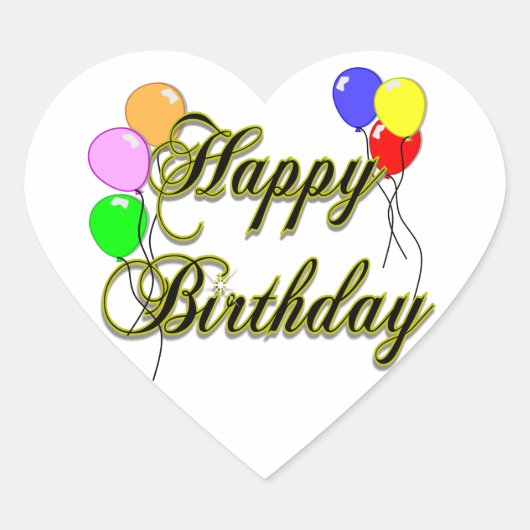 ハッピーバースデーとバルーン2 ハートシール (正面)
