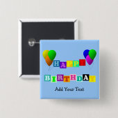 ハッピーバースデーとバルーンby Shirley Taylor 缶バッジ (正面&裏面)