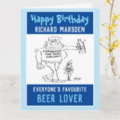 ハッピーバースデーとビール好き、またはビールを飲む人 カード (黄色い花)