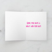 ハッピーバースデーとピンクの携帯電話の写真追加 カード (内部)