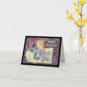 ハッピーバースデーとペルシャ猫のグリーティングカード カード (黄色い花)