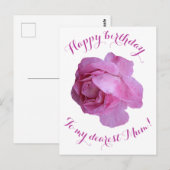 ハッピーバースデーとムームかわいらしピンクのバラフローラ愛 ポストカード (正面/裏面)