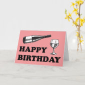 ハッピーバースデーとワイン カード (黄色い花)