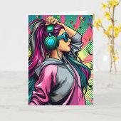 ハッピーバースデーとワンレディクールー カード (黄色い花)