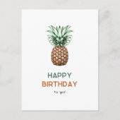 ハッピーバースデーとヴィンテージレトロなパイナップル ポストカード (正面)