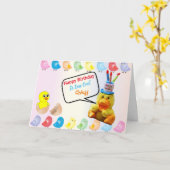 ハッピーバースデーと一クール女 カード (黄色い花)