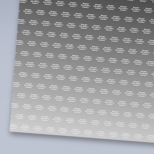 ハッピーバースデーと任意の名前 |黒い灰色の白グラデーション ラッピングペーパー