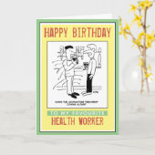 ハッピーバースデーと医療従事者 カード (黄色い花)