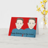 ハッピーバースデーと双子カード カード (黄色い花)