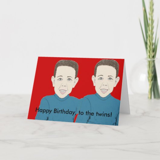 ハッピーバースデーと双子カード カード (正面)