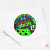 ハッピーバースデーと名前ビデオゲーマー誕生日 ラウンドシール (封筒)