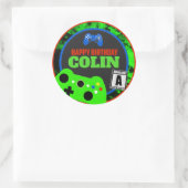 ハッピーバースデーと名前ビデオゲーマー誕生日 ラウンドシール (バッグ)