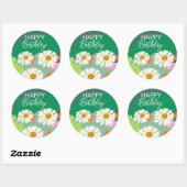 ハッピーバースデーと夏の芸術的花 ラウンドシール (シート)