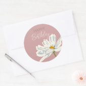 ハッピーバースデーと夏の芸術的花 ラウンドシール (封筒)