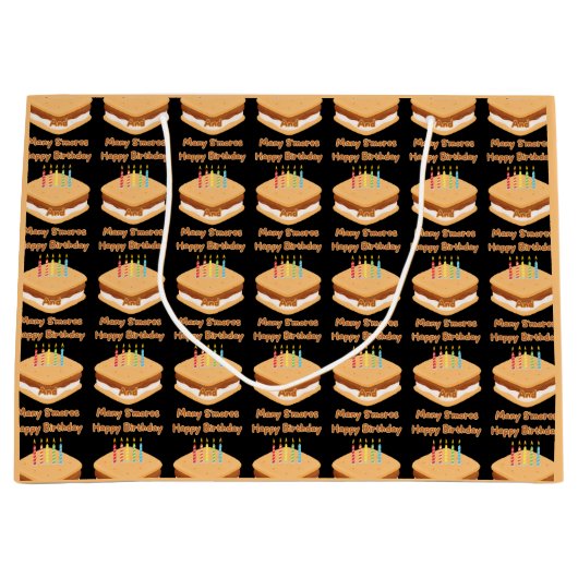 ハッピーバースデーと多くのSの大きな抱き枕 ラージペーパーバッグ (正面)