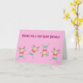 ハッピーバースデーと女の子のハンドスタンド カード (黄色い花)