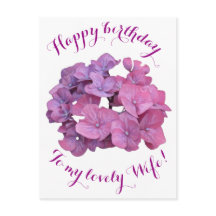 ハッピーバースデーと妻のかわいらしピンクの花の愛