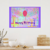 ハッピーバースデーと希望最高の気球 ポスター (キッチン)