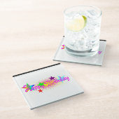 ハッピーバースデーと星 –  ガラスコースター (アングル)