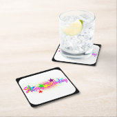 ハッピーバースデーと星 – スクエアペーパーコースター (インサイチュ)