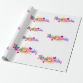 ハッピーバースデーと星 – ラッピングペーパー (アンロールド)