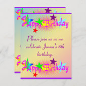 ハッピーバースデーと星 – 招待状 (正面/裏面)