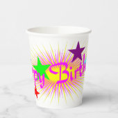 ハッピーバースデーと星 –  紙コップ (左)
