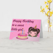 ハッピーバースデーと甘い小さな女の子。 カード (黄色い花)