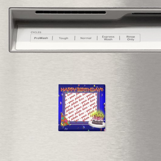 ハッピーバースデーと紙吹雪フォトフレーム マグネット (インサイチュ (食洗機))
